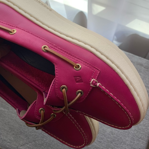 Sperry Pink A/O Top Sider Platform Leather Shoes Size 8.5 - Picture 10 of 16